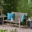 Outdoor Acacia Wood Wicker Loveseat, Patio Furniture Conversation Set For Backyard-1278420930