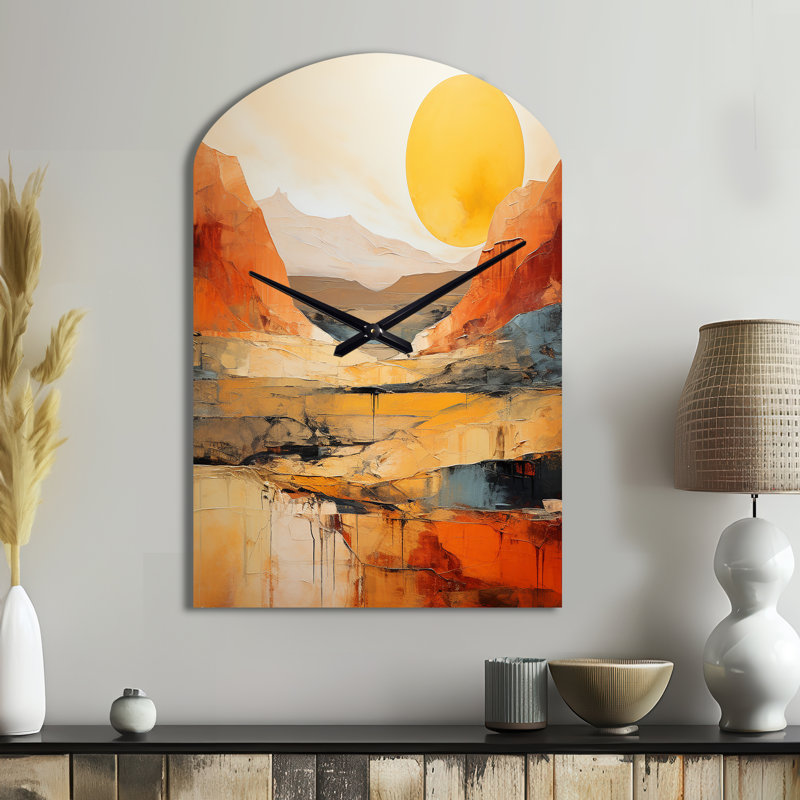 Horloge murale en métal «Bold Landscape Canyon Desert VII - Canyon», Moyenne