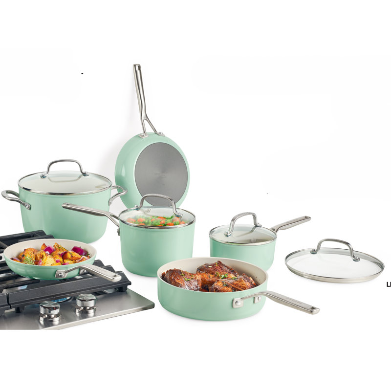 KitchenAid Hard Anodized 10pc Set-pistachio, Green