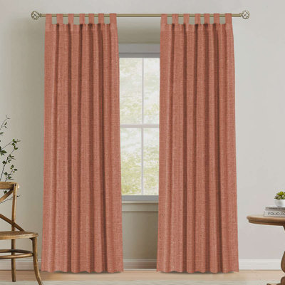 Linen Tab Top Curtains for Living Room 2 Panel Drape Semi Sheer Neutral Country Rustic Farmhouse Boho Curtain Bedroom Muslin Look Light Filtering , Ivory