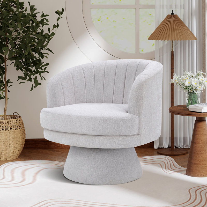 Fauteuil demi-tonneau de 29 po Romriell, Tissu gris pâle
