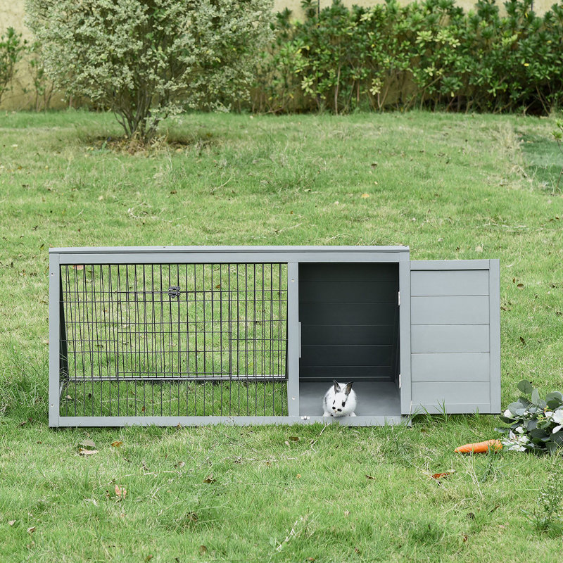Cage à lapins d'extérieur polyvalente avec plusieurs caractéristiques pour le confort des animaux de compagnie, Gris