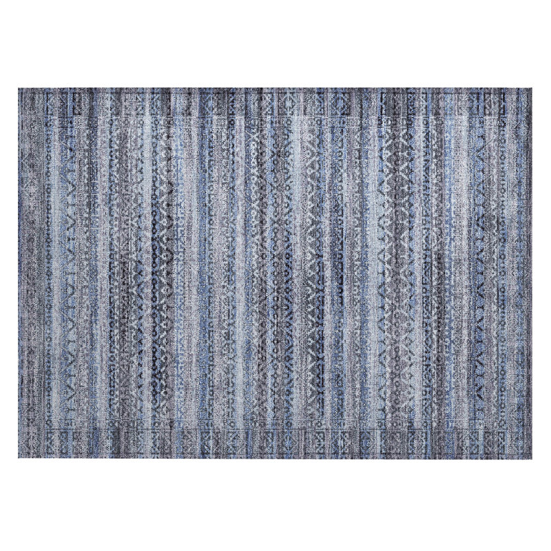 Machine Washable Indoor/Outdoor Xhevrie Blue Rug, Rectangle 1'8" x 2'6"