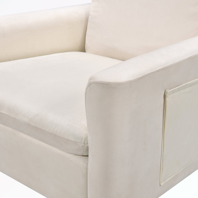 Chaise d'appoint rembourrée Jamalie, Velours crème