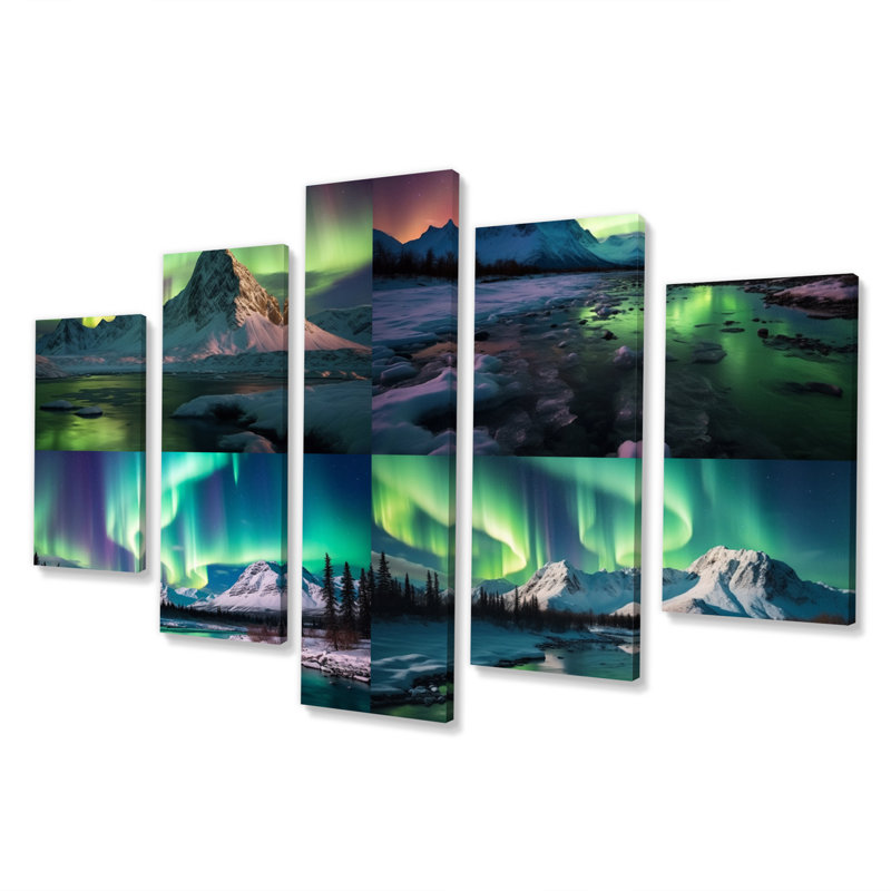Cassel - Northern Lights Wall Art Living Room - 5 panneaux