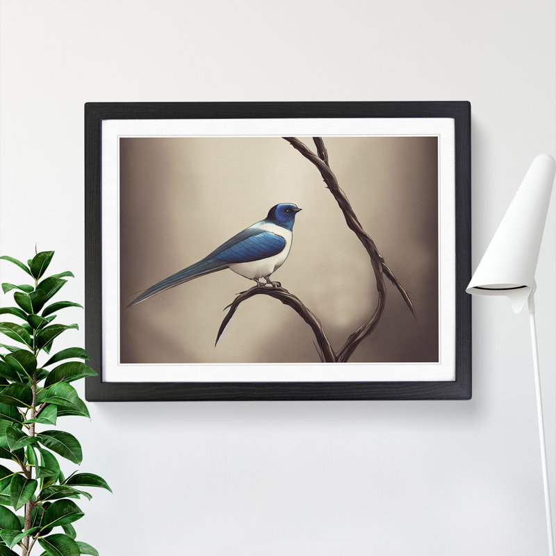 Shining Swallow Bird - Framed Print, Black, 25cm H x 34cm W x 2cm D