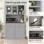 Armoire de cuisine de 172 cm (67,7 po) de hauteur avec portes vitrées, tiroirs et poubelle basculante de 75 litres (20 gallons) - Style campagnard - Gris-1496094132