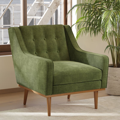 Gus Distressed Velvet Fabric Lounge Chair