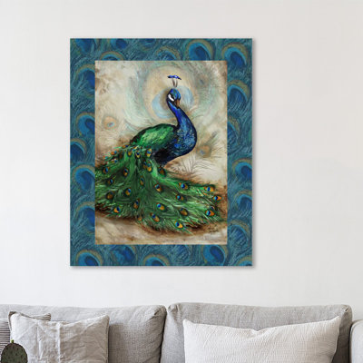 «Peacock with Border II», reproduction sur toile tendue