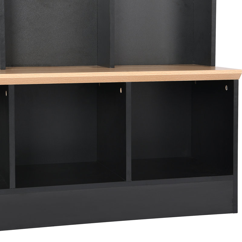 Portemanteau large avec banc de rangement, armoire à chaussures minimaliste avec rangement cubique et tablettes, portemanteau multifonctionnel avec 8 crochets