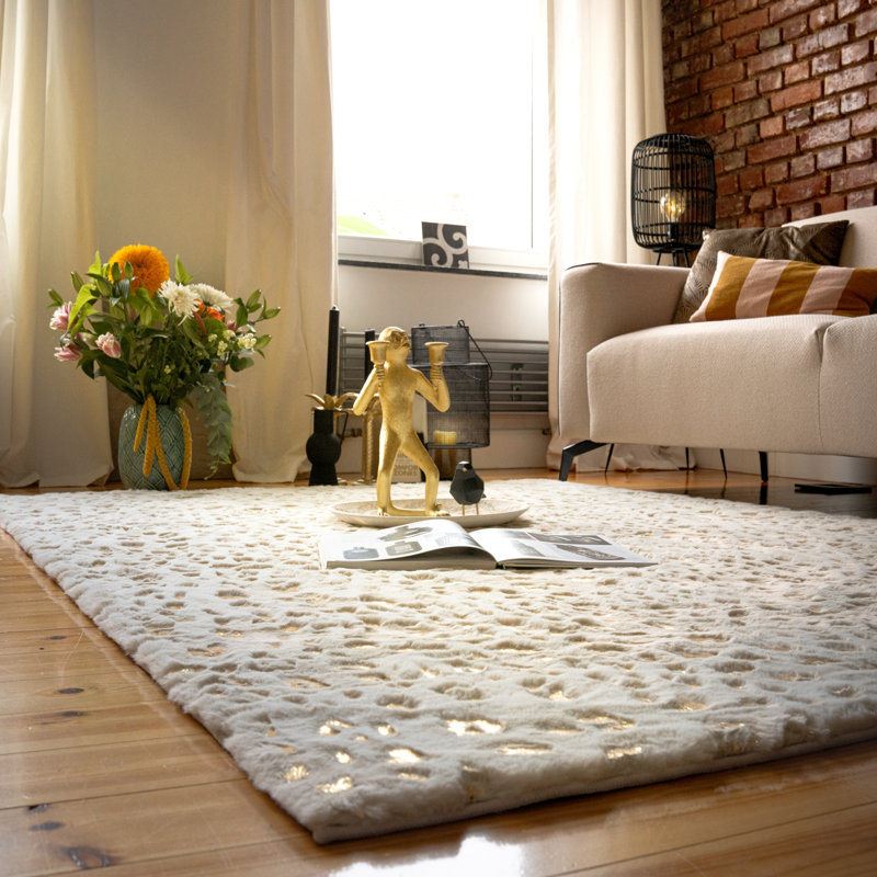 Safari Uni Hand-tufted Cream Area Rug, Rectangular 160 x 230cm