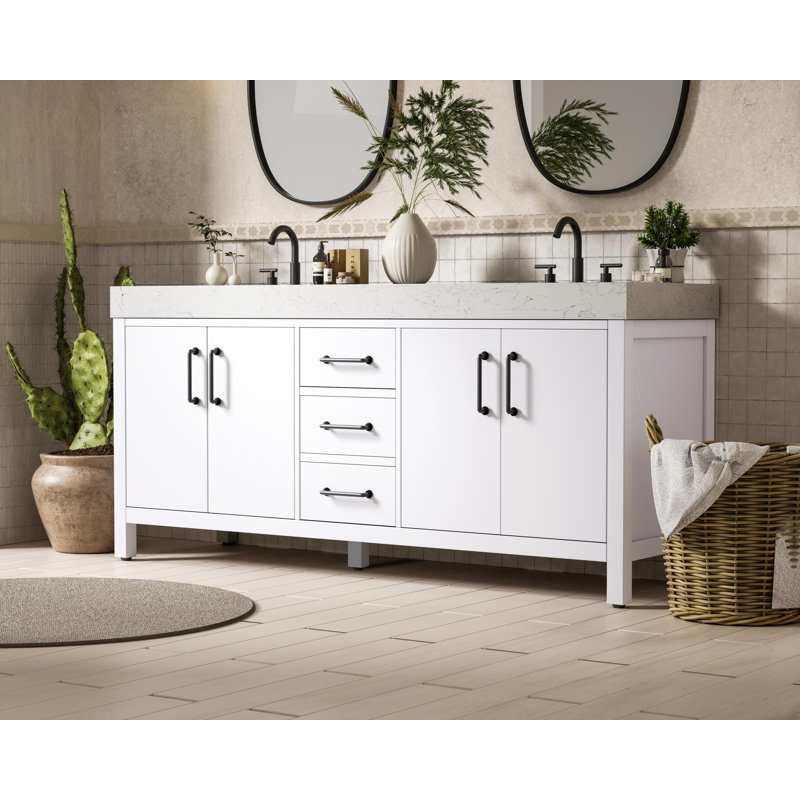 Meuble-lavabo double 72 po_Traditional_VF60672, Blanc