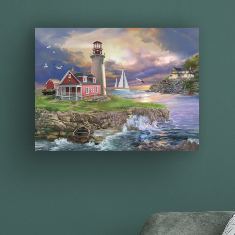 Coucher de soleil, phare par Bigelow, impression sur toile tendue, H 18 po x l 24 po x P 2 po