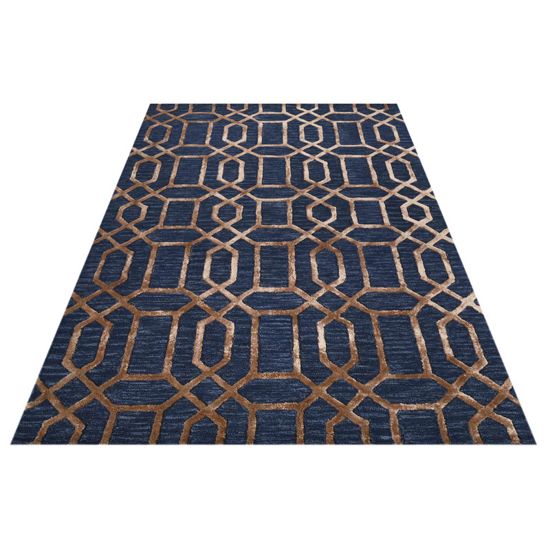 Vegas Geometric Wool Hand Woven Area Rug, Rectangle 122 x 183cm