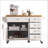 Vintage Style Kitchen Island with Drop Leaf, Embossed Texture, and Ample Storage on Wheels for Kitchens-267509641