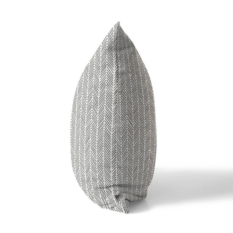 Coussin à chevrons, Ivoire/gris anthracite, H 18 po x l 18 po