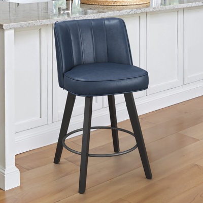26''H Swivel Counter Stool With Solid Wood Frame