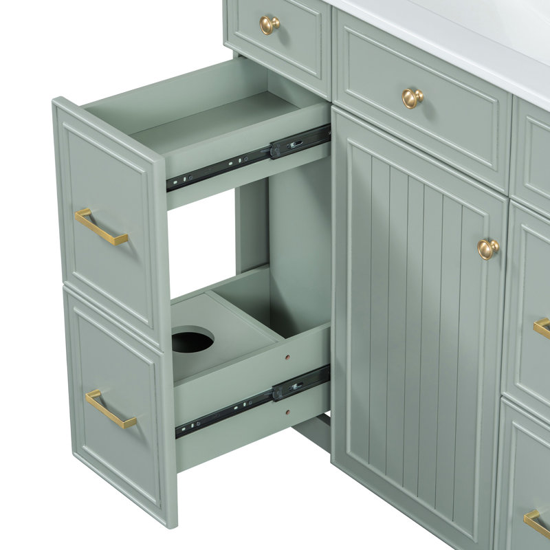 Meuble-lavabo 36 po avec lavabo en céramique, portes à fermeture douce, tablettes réglables et 3 tiroirs