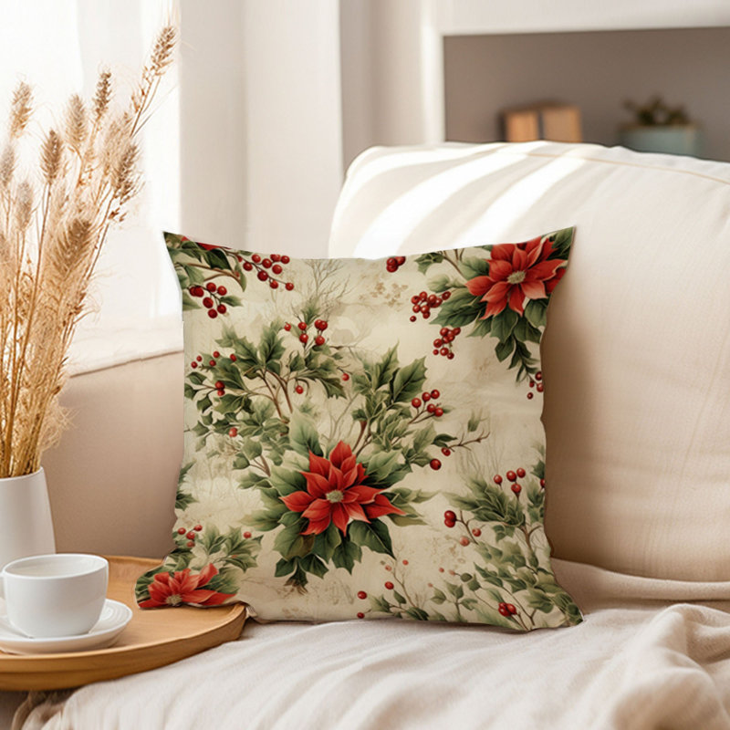 Floral Christmas Floral Pattern Flowers Classical, 18" x 18"
