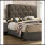 Grand lit pour chambre à coucher, gris, tête de lit, lit en bois d'hévéa moderne,