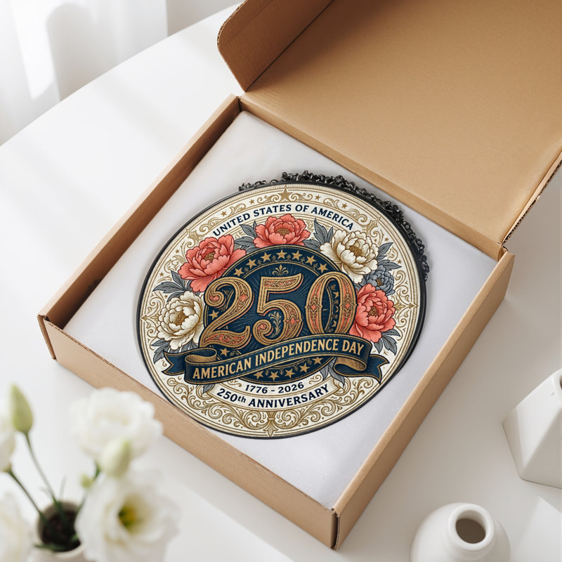 Panneau de fenêtre en verre à motif floral pour décoration intérieure 250th Anniversary USA ， 7,8H, H 7,8 po