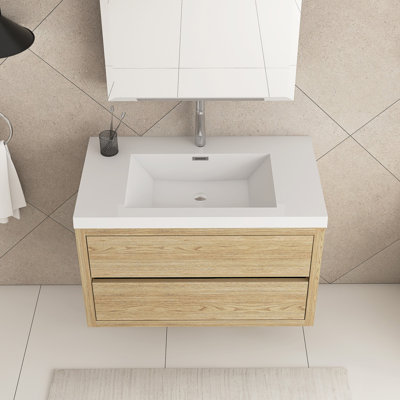 Meuble-lavabo simple 36 po avec comptoir et tiroirs à fermeture en douceur 36 po