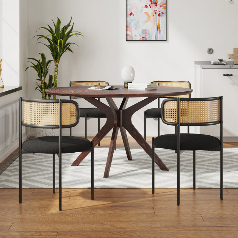 4 Person Round Dining Sets, Black