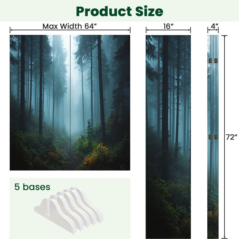 4 panneaux de paravents pliables Royal Misty, 4, H 71 po x l 64 po x P 1 po
