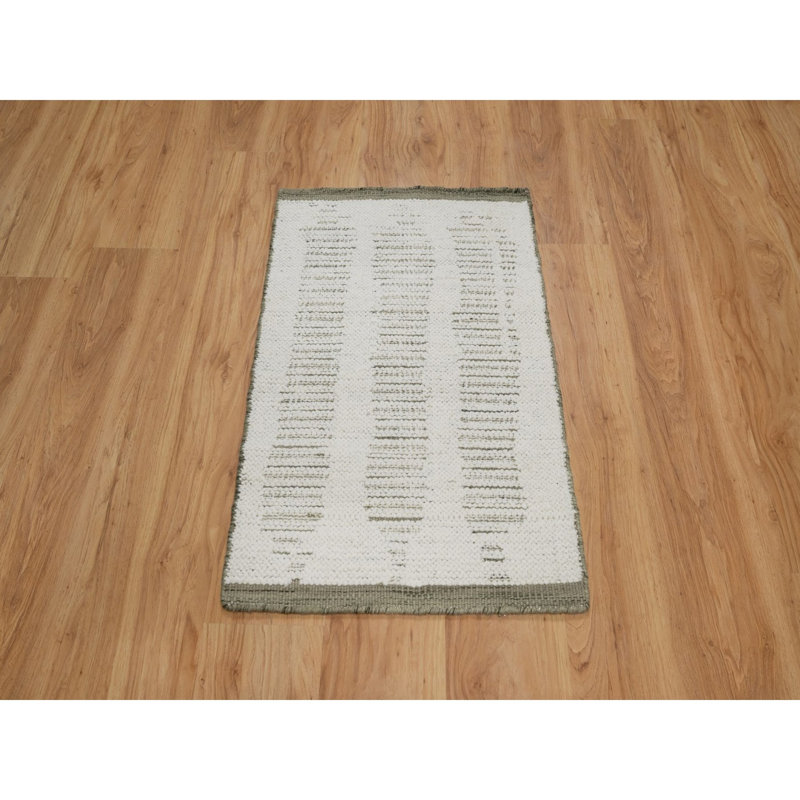 Tapis oriental blanc perle 2 pi x 3 pi, tissé à plat avec velours, texturé, tissé à la main, laine naturelle non tissée, tapis, échantillon