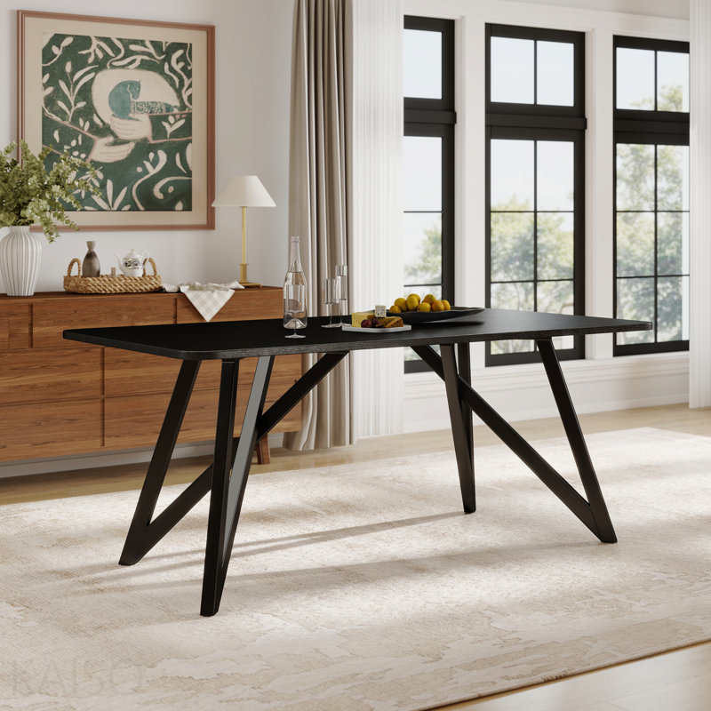 Ensemble de salle à manger 5 pièces, table de salle à manger avec trépied et 6 chaises bouclées, noir