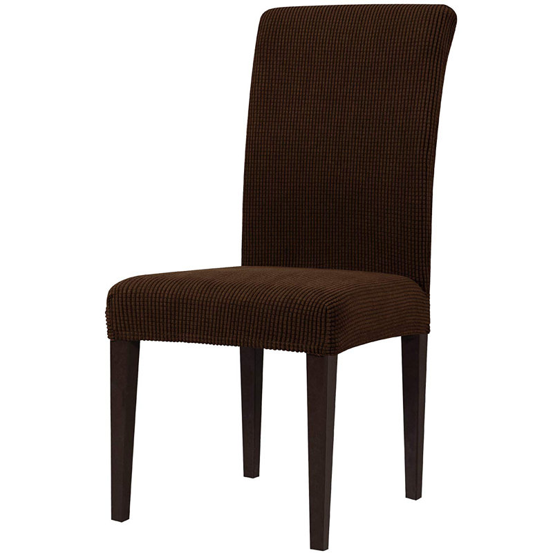Soft Stretchy Box Cushion Dining Chair Slipcover, Dark Brown