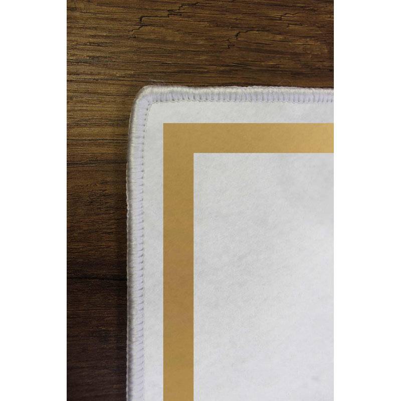 Jardine Machine Made Power Loomed Polyester Area Rug in White/Gold, Rectangle 3'3" x 4'11"