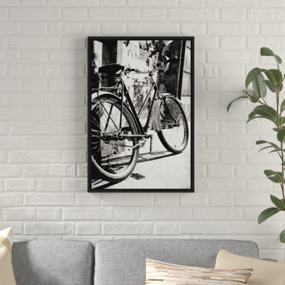 " Black And White Bicycle Photograph "