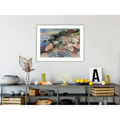 «Shore with Red House» par Edvard Munch - impression giclée encadrée