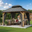Cedar Wooden Gazebo-3.6m x 3.0m (12ft x 10ft),Cedar Frame, Double-Layer Beams, Powder-Coated Steel Roof, Ideal for Garden, Patio