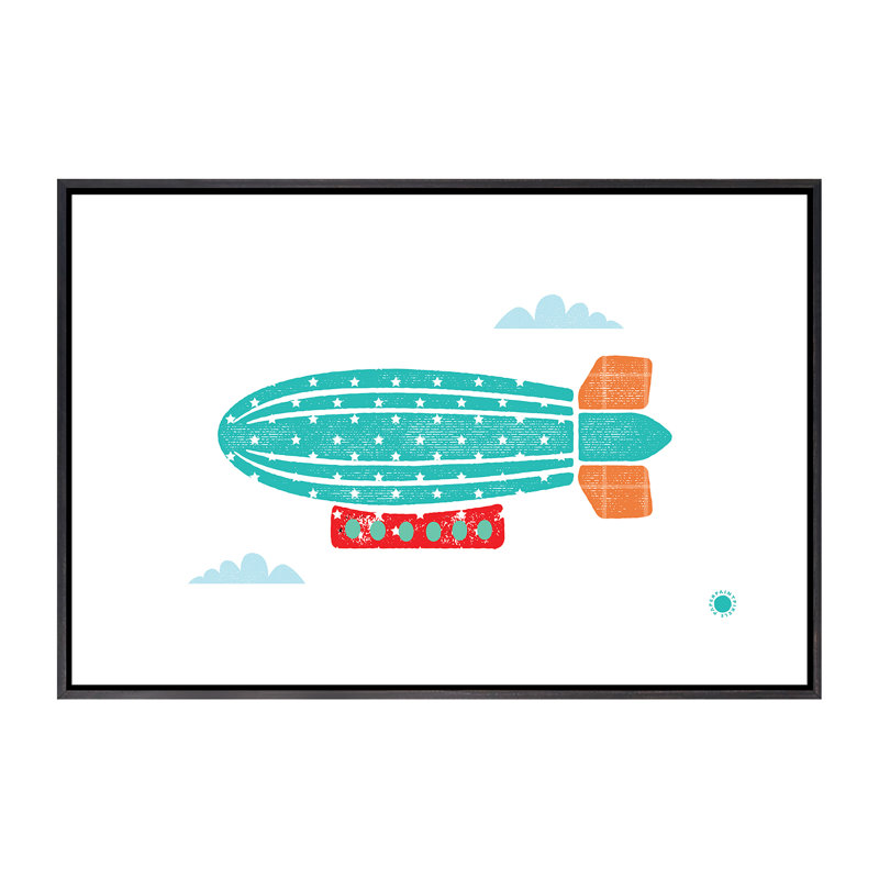 Zeppelin - imprimé, H 26 po x l 40 po x 1,5 po, Toile avec cadre noir patiné, Pas de tapis