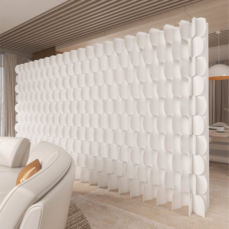 Paravent pliable en papier - Structure instantanée en nid d'abeille pour bureau à domicile, installation sans outil, cloison de séparation extensible, léger et portable, blanc