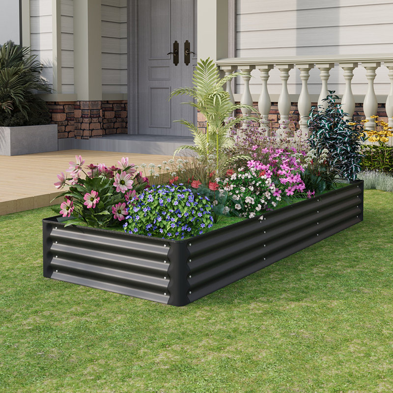 Metal Raised Garden Bed, Black, 30" H x 240" W x 90" D