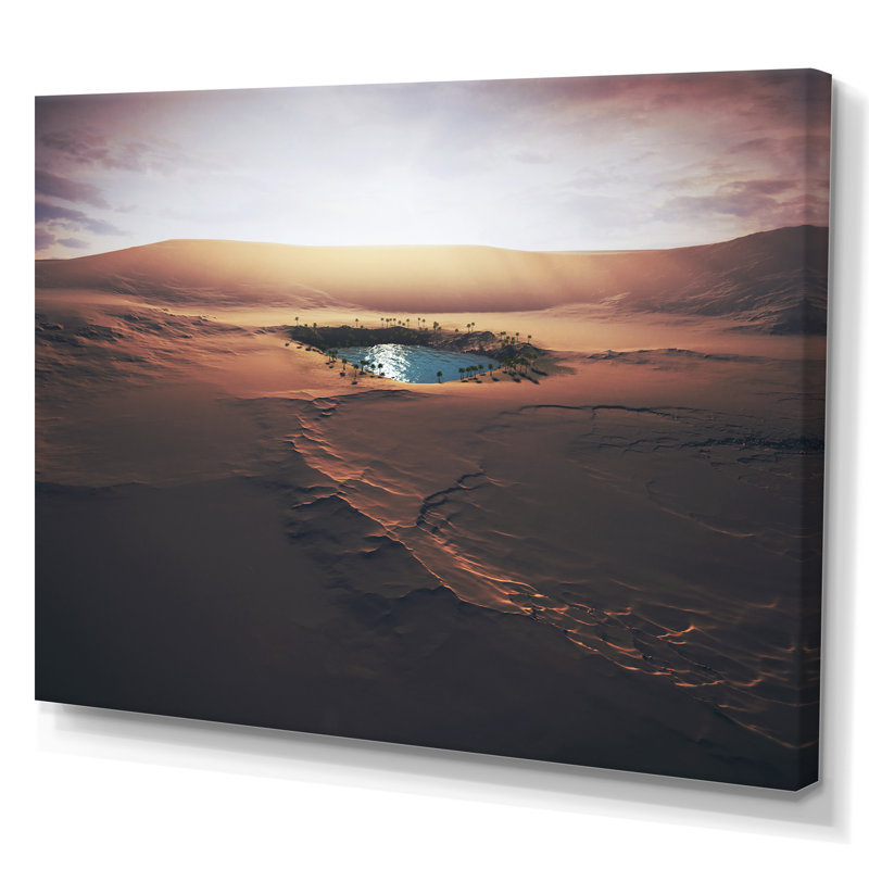«Small Oasis Middle Sandy Desert», art mural sur toile traditionnel, H 8 po x l 12 po x P 1 po, Toile tendue