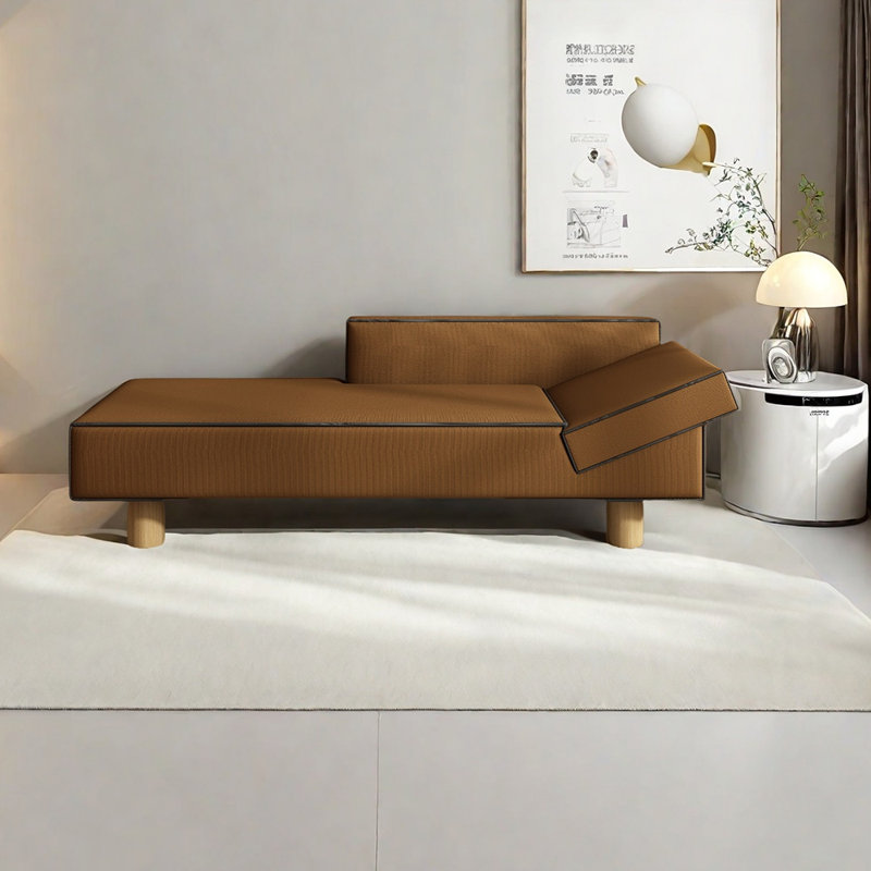 Fauteuil inclinable léger en éponge de coton et de lin de luxe, Orienté à droite, Brun
