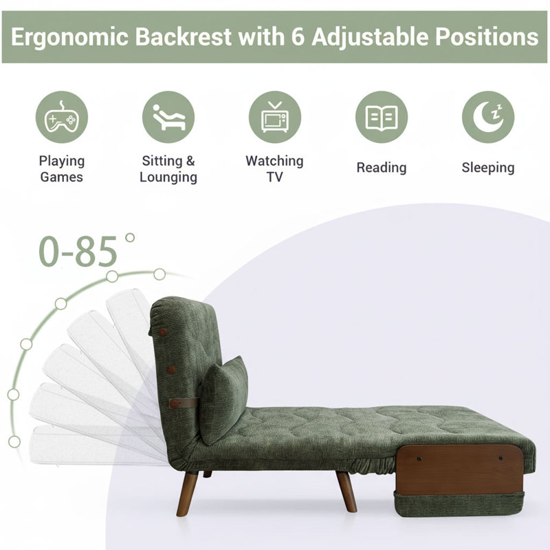 Upholstered Chenille Standard Recliner, 110cm