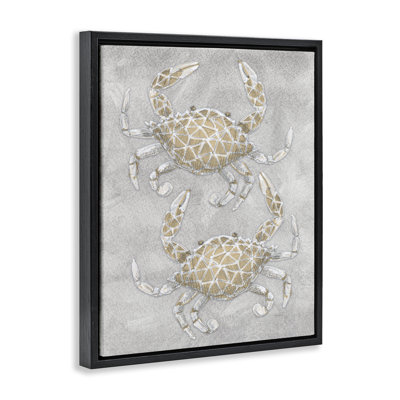 Dessin flottant des crabes gris, cadre par Patti Bishop