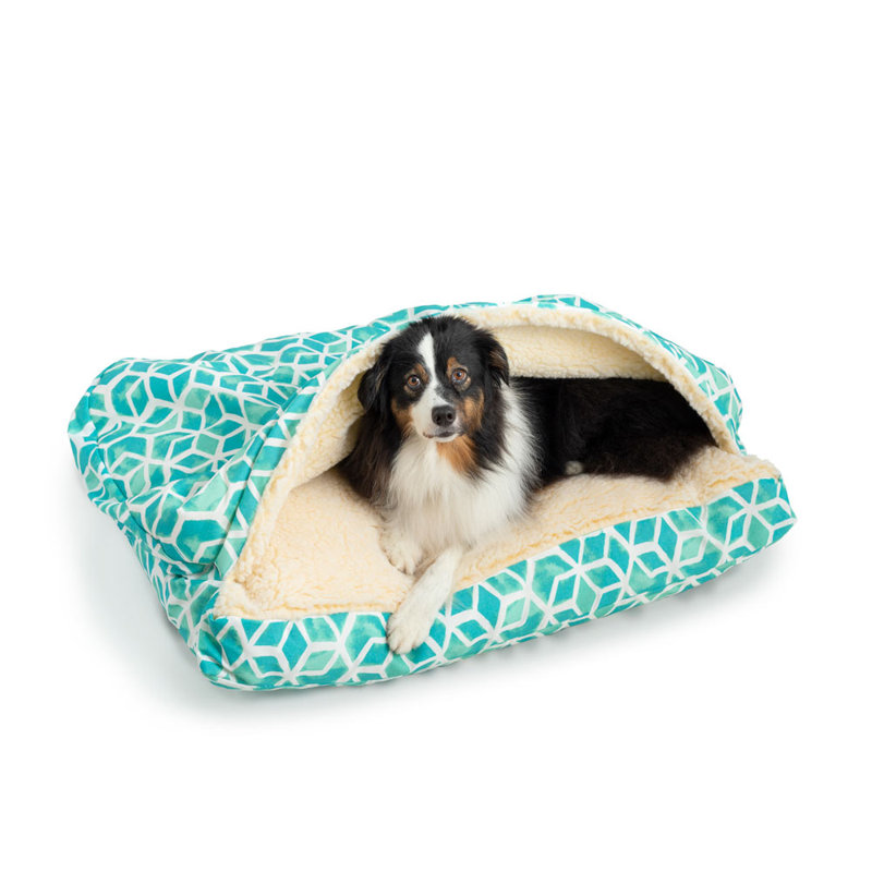 Lit pour chien intérieur / extérieur Snoozer, Grand (l 40 po x P 30 po x H 8 po), Géométrique, Bleu bord de mer
