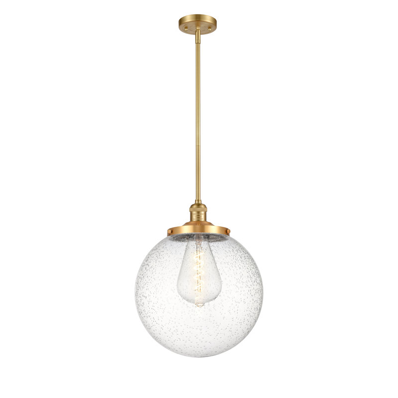 Luminaire suspendu simple à 1 lumière Frederick, Or satiné, Grainé