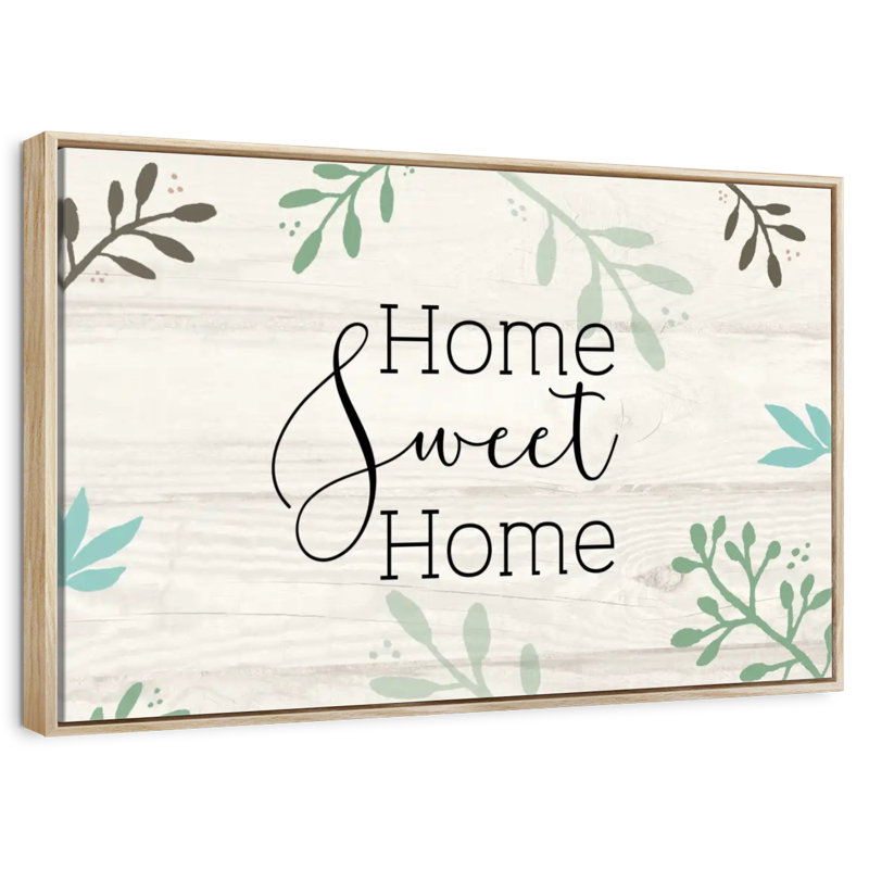 Panneau mural Home Sweet Home, Cadre flottant en bois naturel, 25 po x 17 po