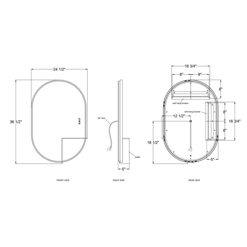 Linden Mirror -, Shelf, Gold, 36" x 24"