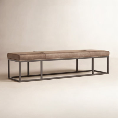 Roux Genuine Leather Upholstered Bench