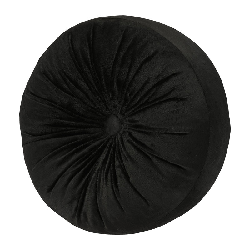 Montecito Red Tufted Round Decorative Throw Pillow, Black
