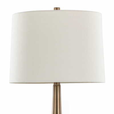 Lampe de table 29 po Diana en bronze doré mat avec abat-jour en lin blanc Diana de Grandview Gallery