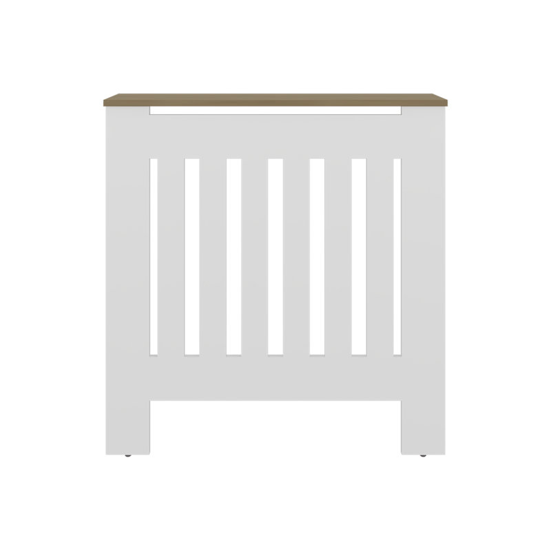 Rio Radiator Cover with Vertical Slats, Freestanding Radiator Cabinet,White/Natural, Natural Oak and White